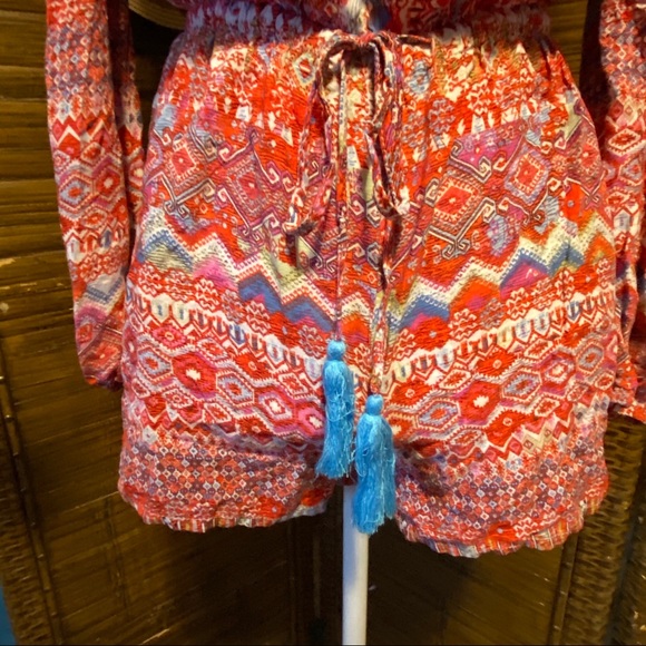 Umgee Cold-shoulder Romper w/ Tie at Neck & Waist - Picture 6 of 8